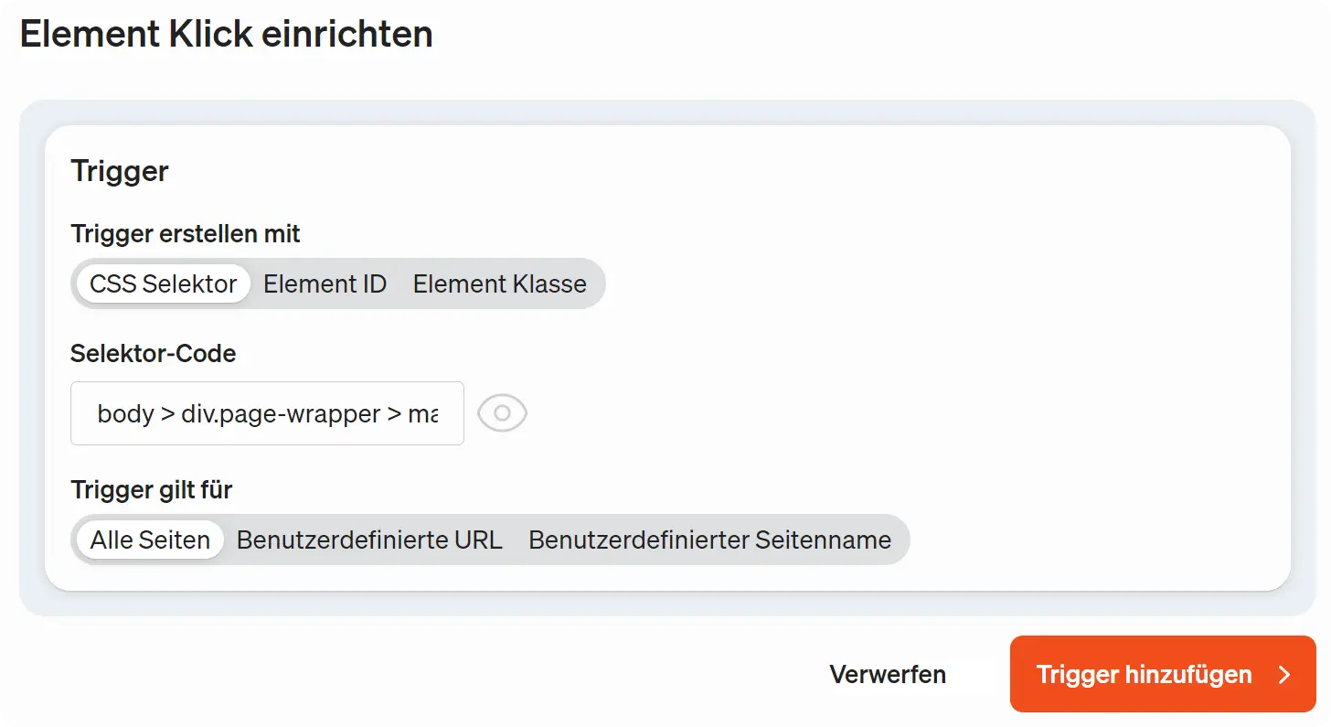 Set up element click