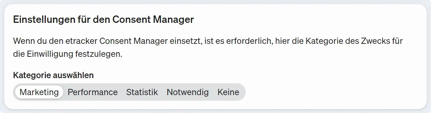 Consent-Kategorie vergeben