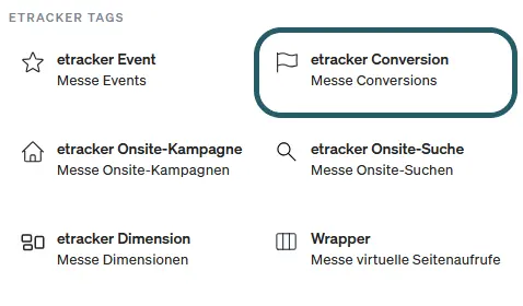 etracker Conversion Tag auswählen