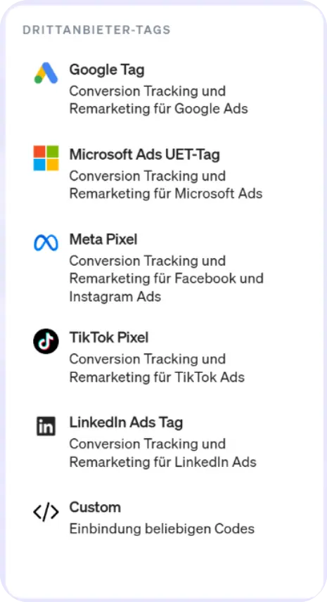 Third-party tags in the etracker tag manager