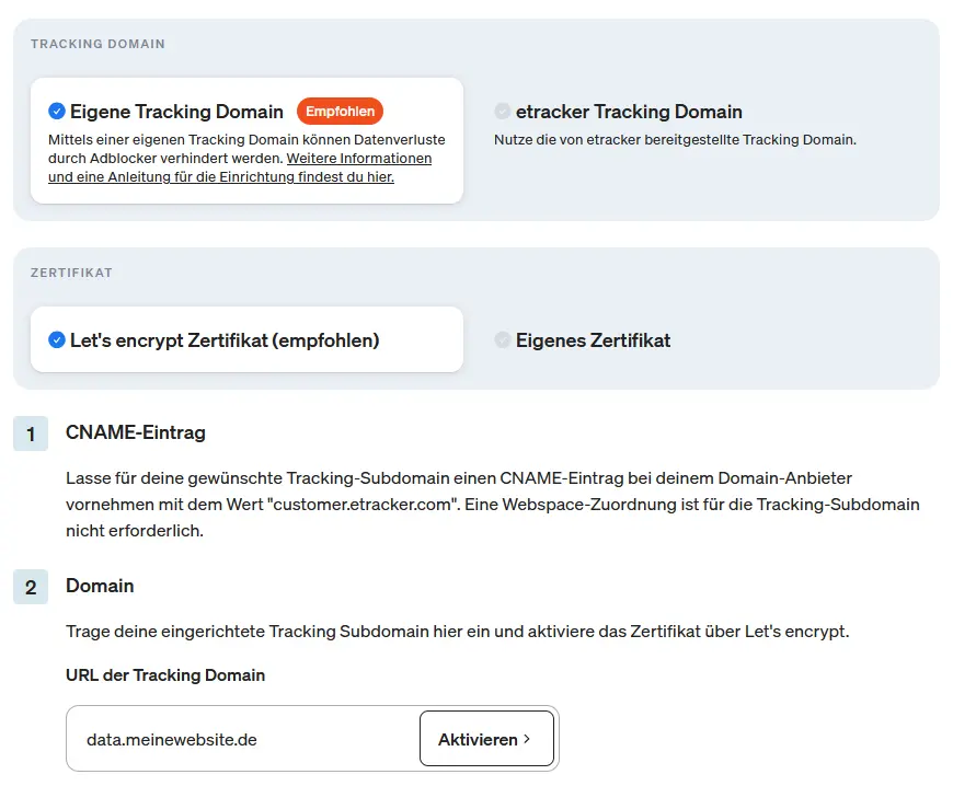 Set up your own tracking domain