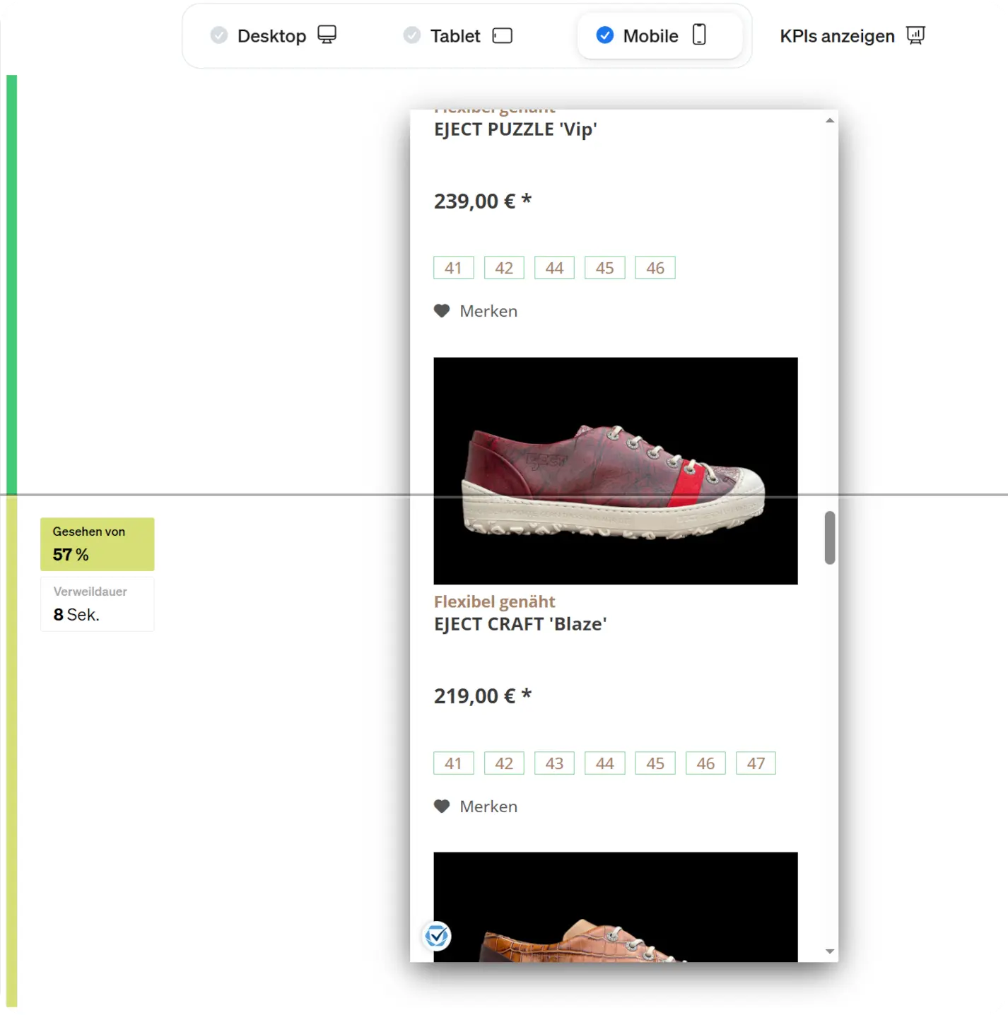 Screenshot etracker analytics UX analysis