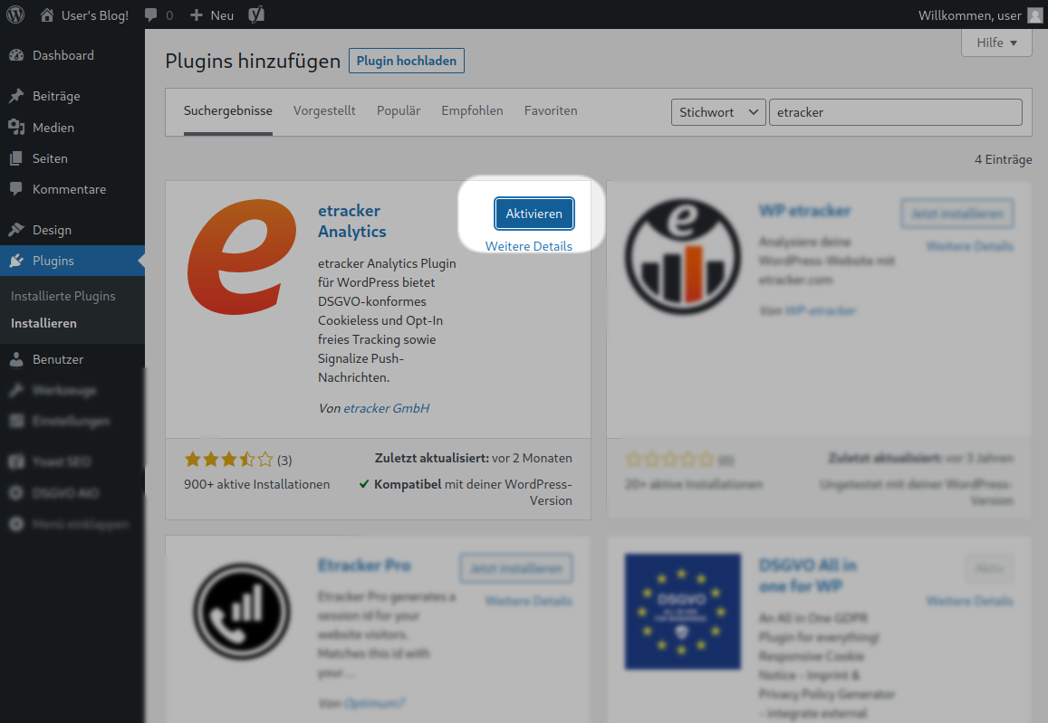 WordPress Plugin aktivieren