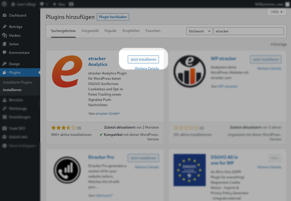 WordPress Plugin installieren