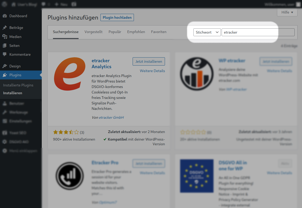 WordPress Plugin installieren