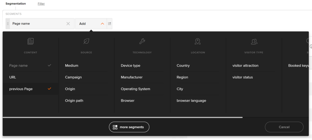 The dimension previous page can be added in all standard reports via segmentation.