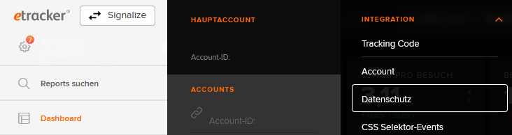 Datenschutzeinstellungen in etracker Analytics