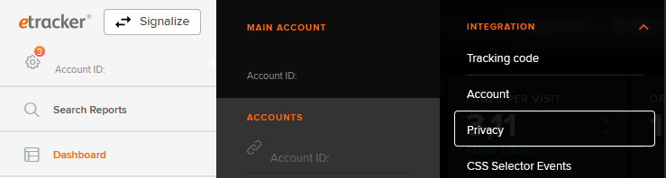 Privacy settings in etracker Analytics